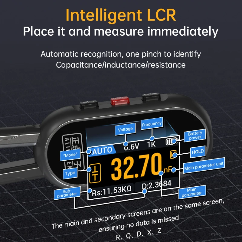 Pince à épiler LCR numérique LT1 - Multimètre portable pour composants électroniques