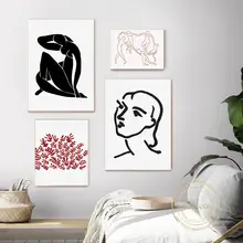

Matisse Minimalist Canvas Painting Abstract Line Face Prints Exhibition Wall Art Poster Modern Pictures for Living Room Decor