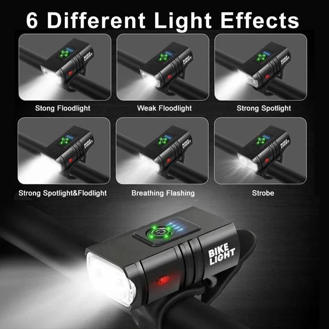 Bicycle Light Headlight T6 Flashlight LED USB Rechargeable Torch Aluminum Alloy Cycling MTB Mountain High Beam Accessories tail 3
