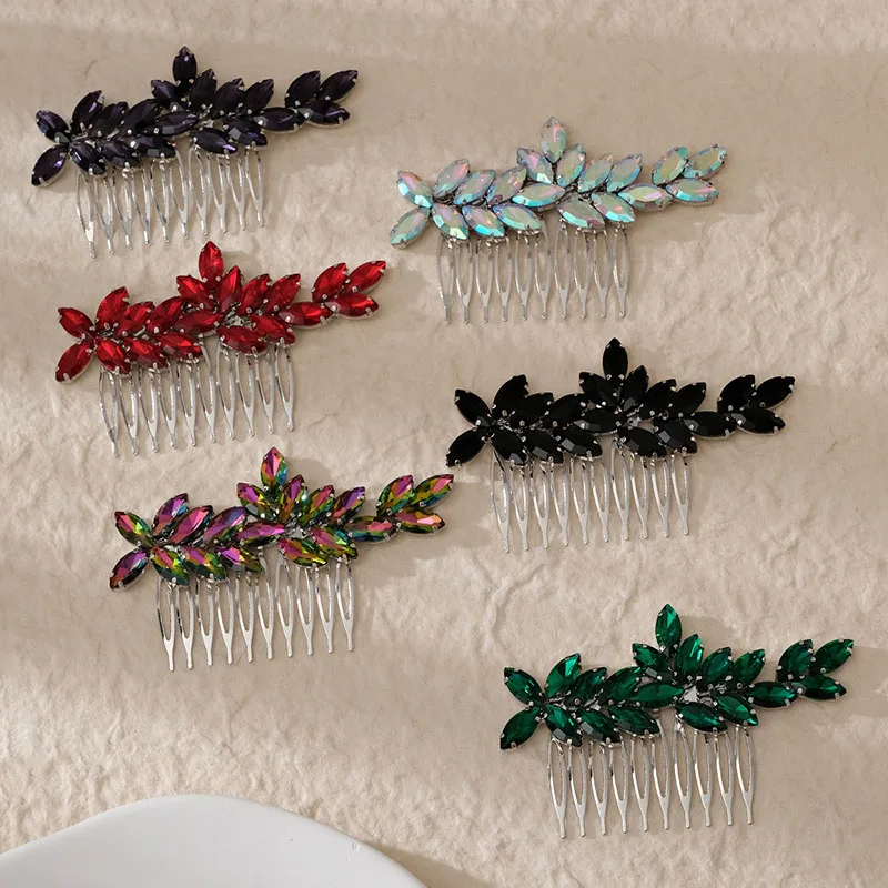 

Floralbride Handmade Trendy Alloy Colorful Crystal Rhinestones Women Girls Fashion Daily Hair comb Headpieces Hair Jewelry