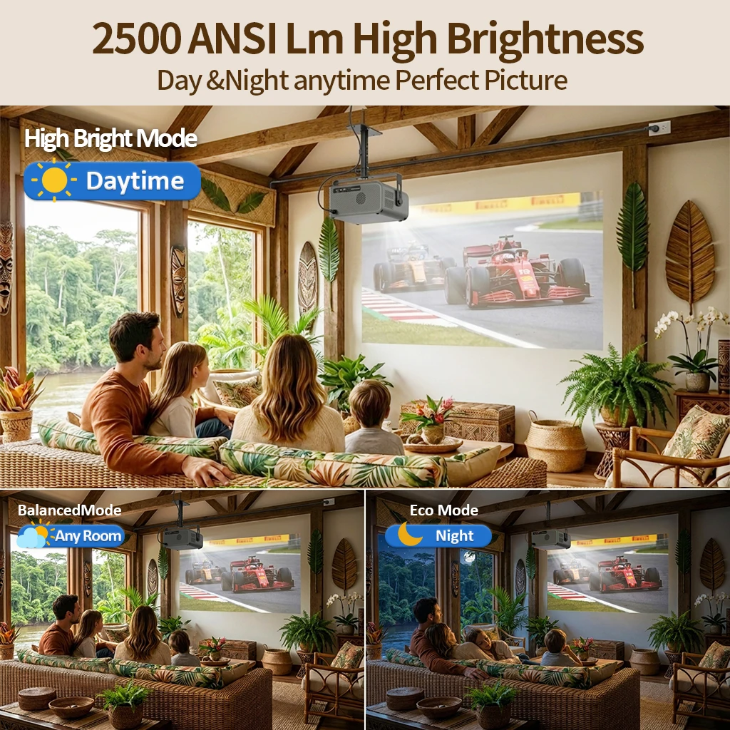 빔 프로젝터 HD 네이티브 1920*1080P 2500 ANSI 구글 플레이 HDR10+ WiFi6 BT5.2 듀얼 5W 하이파이 스피커 영화 홈 시네마 프로젝터