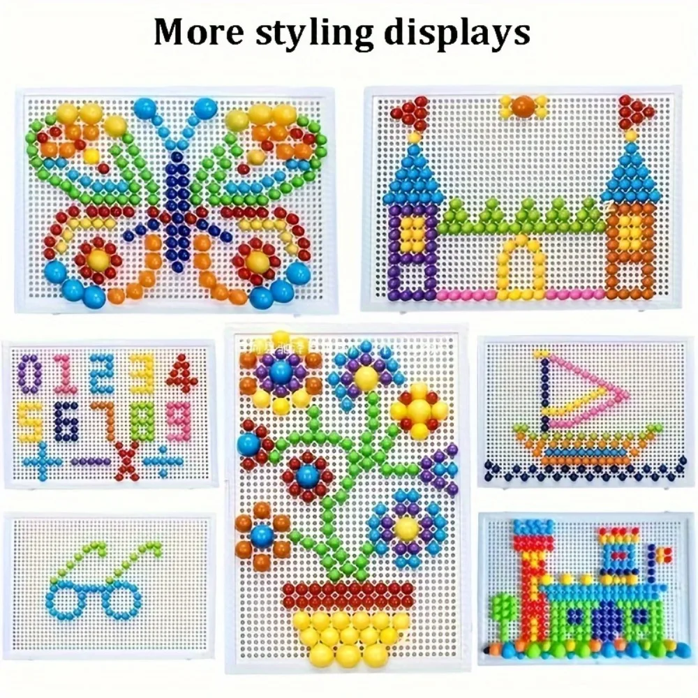 Mushroom Nails Plate Toys Puzzles Jigsaw Puzzle Creative Mosaic Pegboard Educational Toys Educational Building Block Diy Toys 5