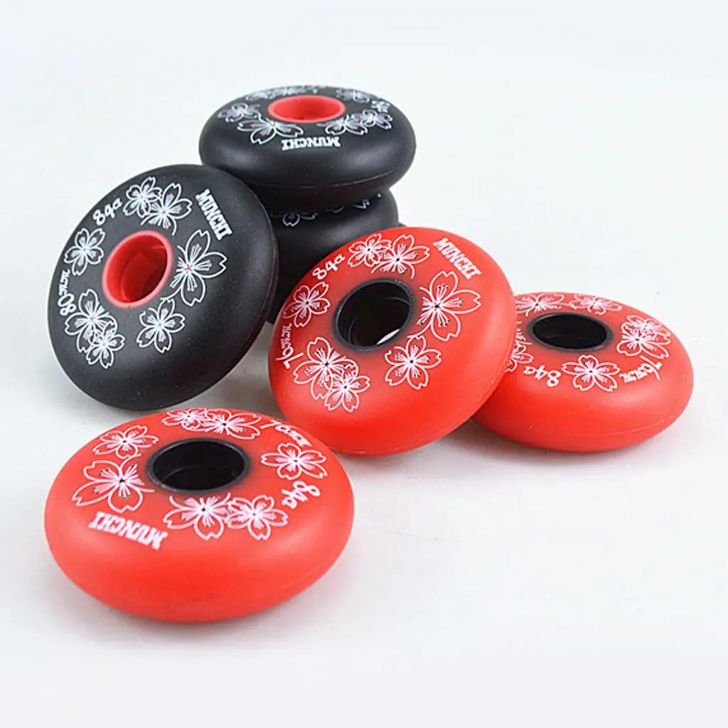 72mm/76mm 4Pcs Inline Roller Hockey Fitness Skate Wheel 84A,Fancy Skating Speed Skates Wheels Replacement Accessory PU Material