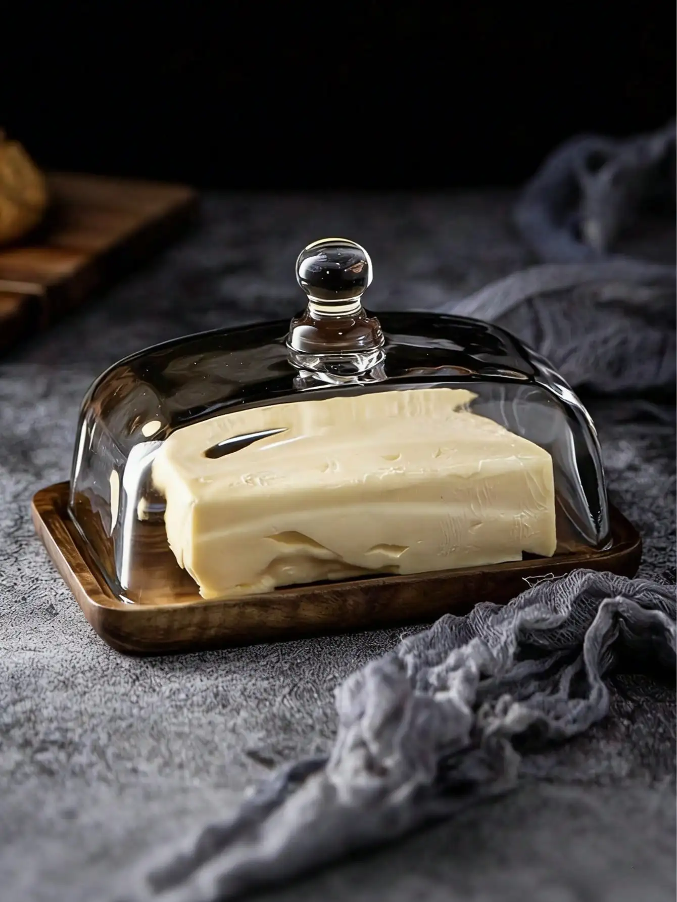 Vintage Golden Acacia Wood Butter Dish - Ideal For Wedding Cakes, Snacks And Fruits | Perfect Kitchen And Dining Accessory