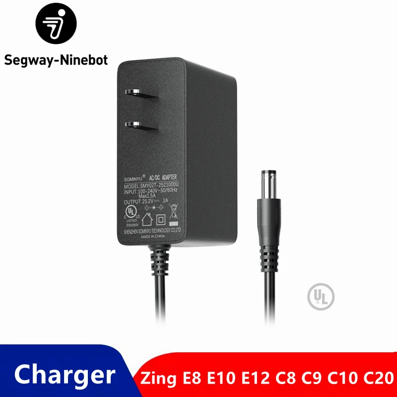 

US STOCK Ninebot by Segway eKickScooter Zing E8 E10 E12 C8 C9 C10 C20 Kids Scooter 21.6V Lithium Battery Power Supply Charger