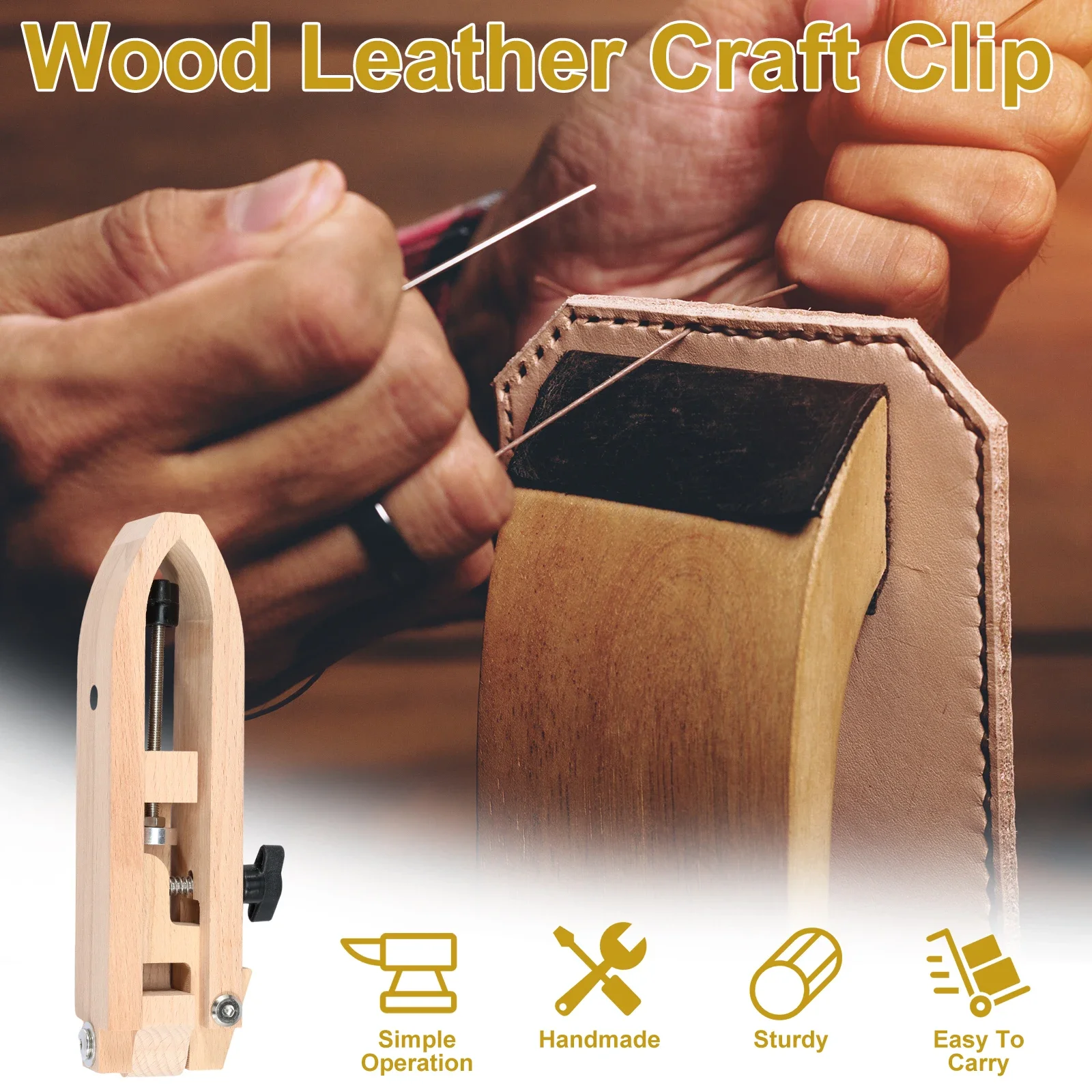 Foldable Wooden Clamp Adjustable Wood Leather Craft Stitching For Pony Lacing Sewing DIY Tool Desktop Stitching Pony Horse Clamp