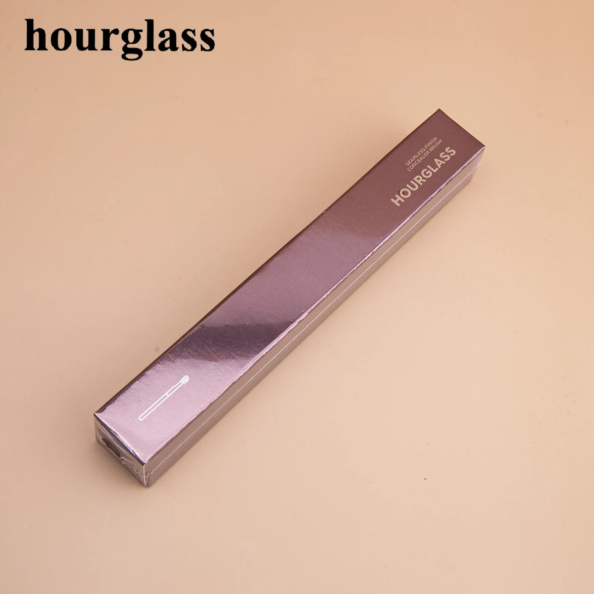 Hourglass Concealer Brush Synthetic Hair Angled Concealer Brush Eye Concealer Blending Brush Brown Metal Handle Makeup Tool 5