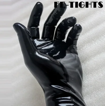 

Black Unisex Latex Rubber Gloves Unisex Short Mittens Wrist Gloves Men's Fetish Costume Female Gloves