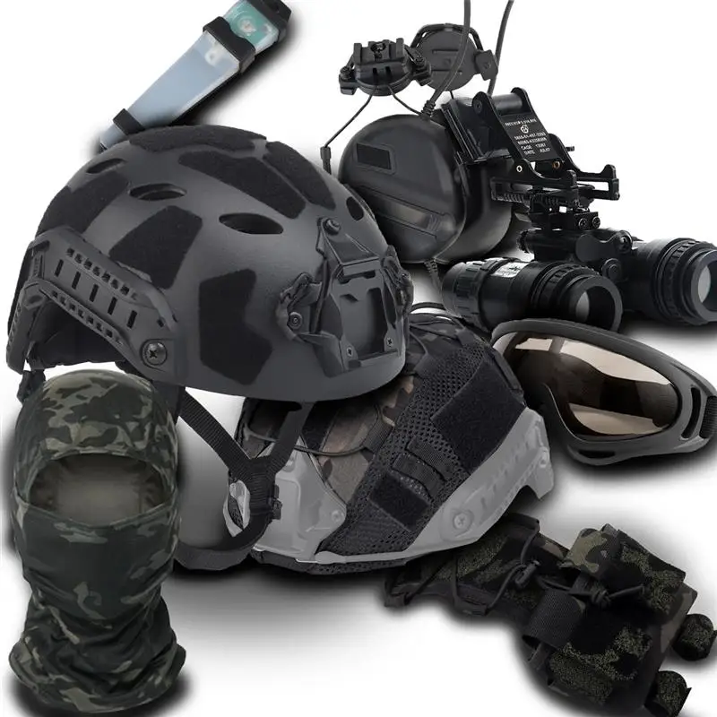 Telescope Binoculars Shooting Goggles Airsoft Helmet Set Tactical Headphones Goggles Dual-pass Telescope