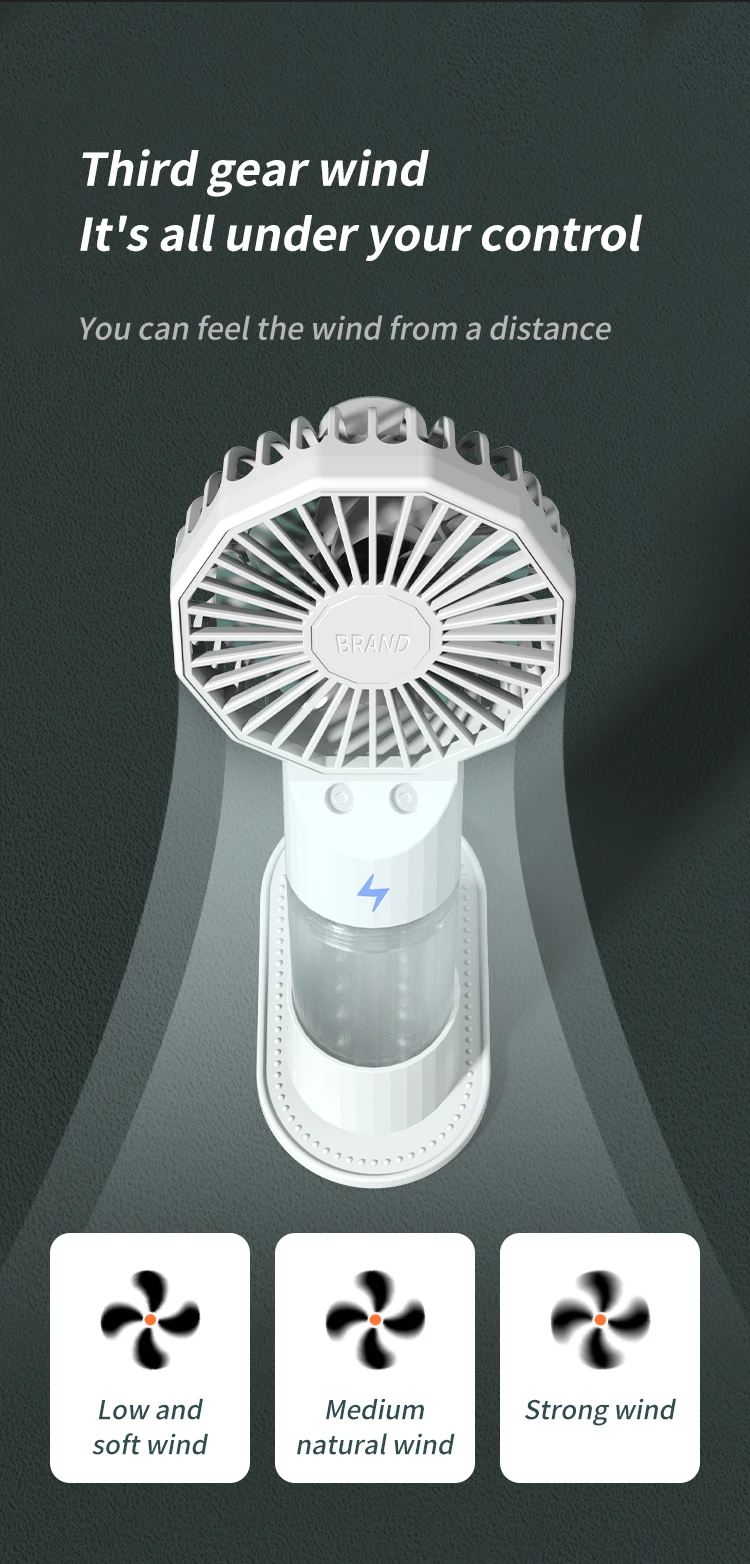 Description Picture 5 of itemPortable Hand-Held Humidification Spray Small Fan Dormitory Mini Usb Charging Outdoor Hand-Held Spray Fan Water Replenishment