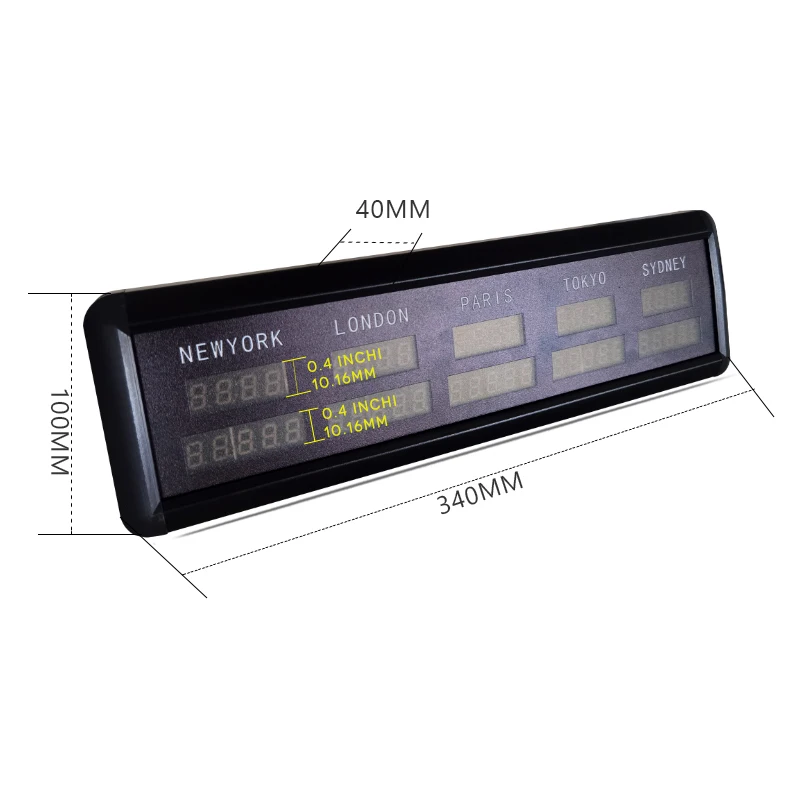マルチゾーンデジタル世界時計、4時間表示画面、屋内、青、led