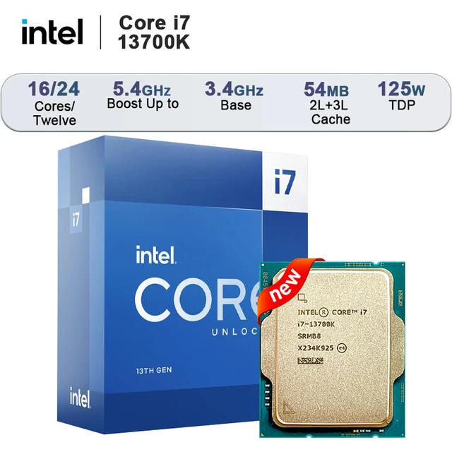 Intel New Core i7-13700K i7 13700K 3.4 GHz 16-Core 24-Thread CPU 10NM  L3=30M 125W LGA 1700 Tray but without Cooler