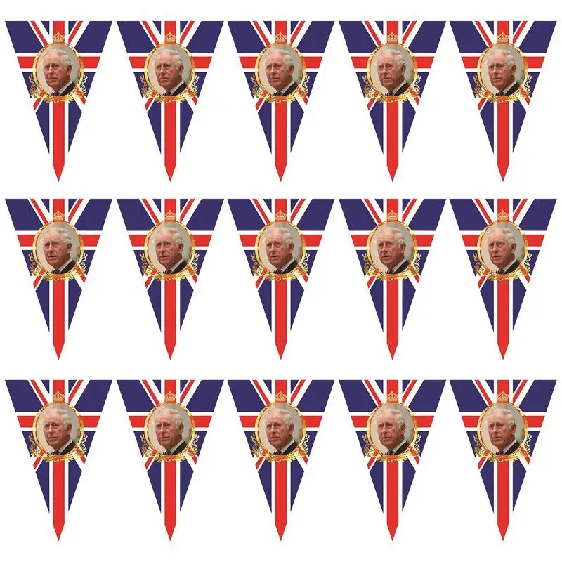 

King Charles Bunting UK King Charles III Coronation Bunting Banner 2023 British New King Enthronement Succession Celebration