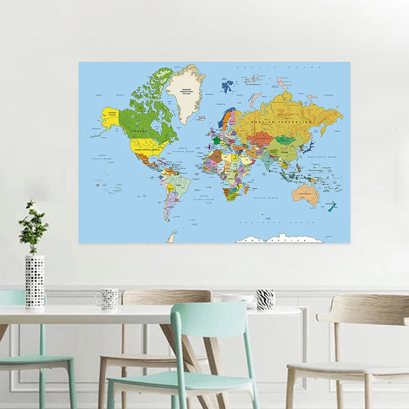 

255*150cm The World Map Decorative Poster And Prints Non-woven Canvas painting Wall Decor School Supplies Room Home Decoration