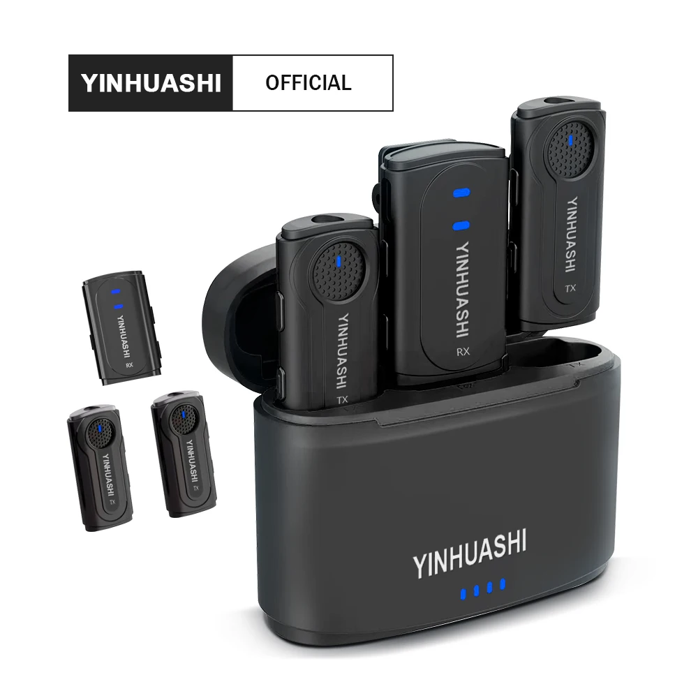 

YINHUASHI HP-2303N Wireless Lavalier Microphone with Charging Case for Live Streaming Vlog Shooting Interviewing Recording