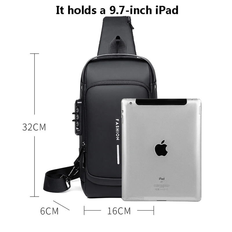Sling Chest Bag Polarshe Anti-Theft Usb Multifunction Men's Shoulder Crossbody Fashion Travel Pack Motorcycle