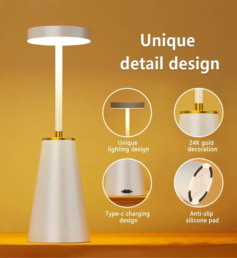 Description Picture 5 of itemRechargeable Metal LED Table Lamp Wireless Charging Desk Lamp Touch Sensor Bar Office Bedside Ambient Light 3 Colors Dimmable