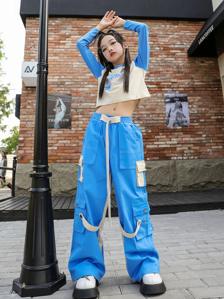 

Jazz Costumes Girls' Autumn Navel Suit Fashionable Fried Street Jazz Catwalk Street Dance Children Trendy Clothes Performance