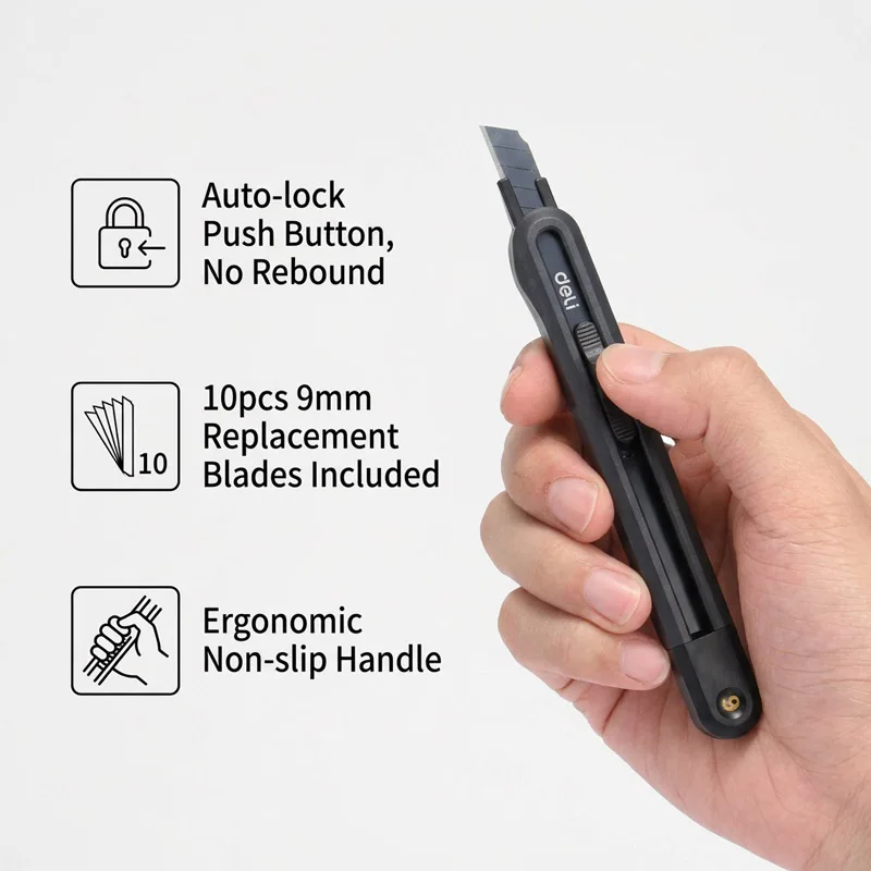 SK2 블랙 블레이드 유틸리티 나이프 9mm ABS 엔지니어링 플라스틱 + 9mm 0.4mm 60 °   합금강 녹방지 블레이드 날카로운 절삭 공구 DIY