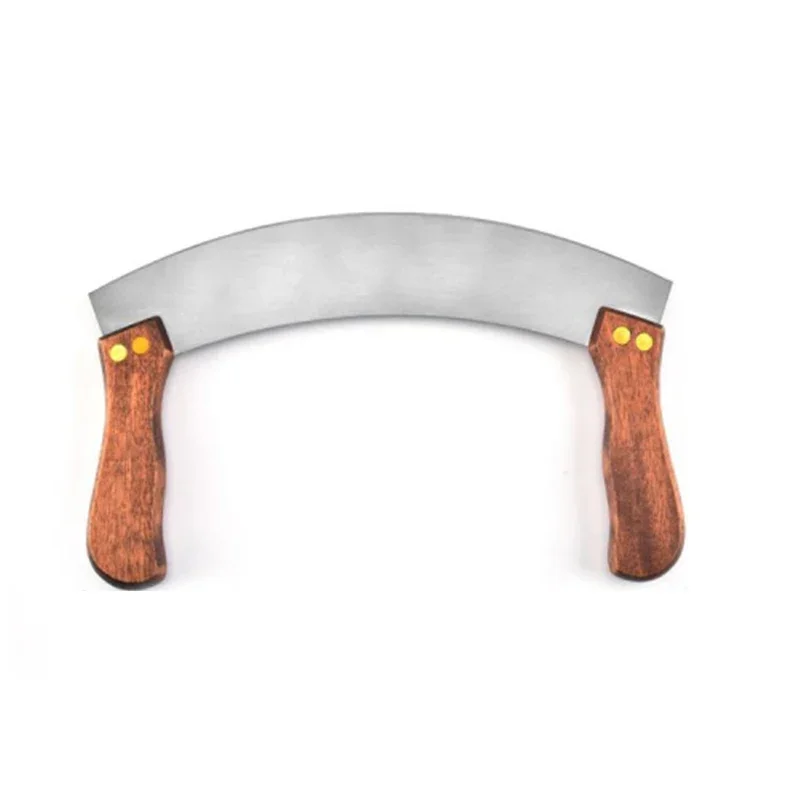 Baking tool stainless steel wooden handle curved knife bread swing knife flour pizza wooden handle half moon Pizza Cutter