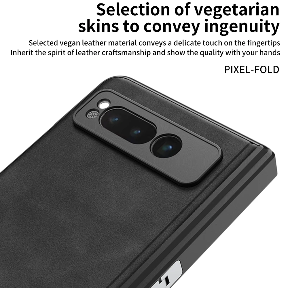 Eco-friendly Sustainable Vegan Leather Case For Google Pixel Fold With Screen Protector Magnetic Hinge All-Inclusive Kickstand
