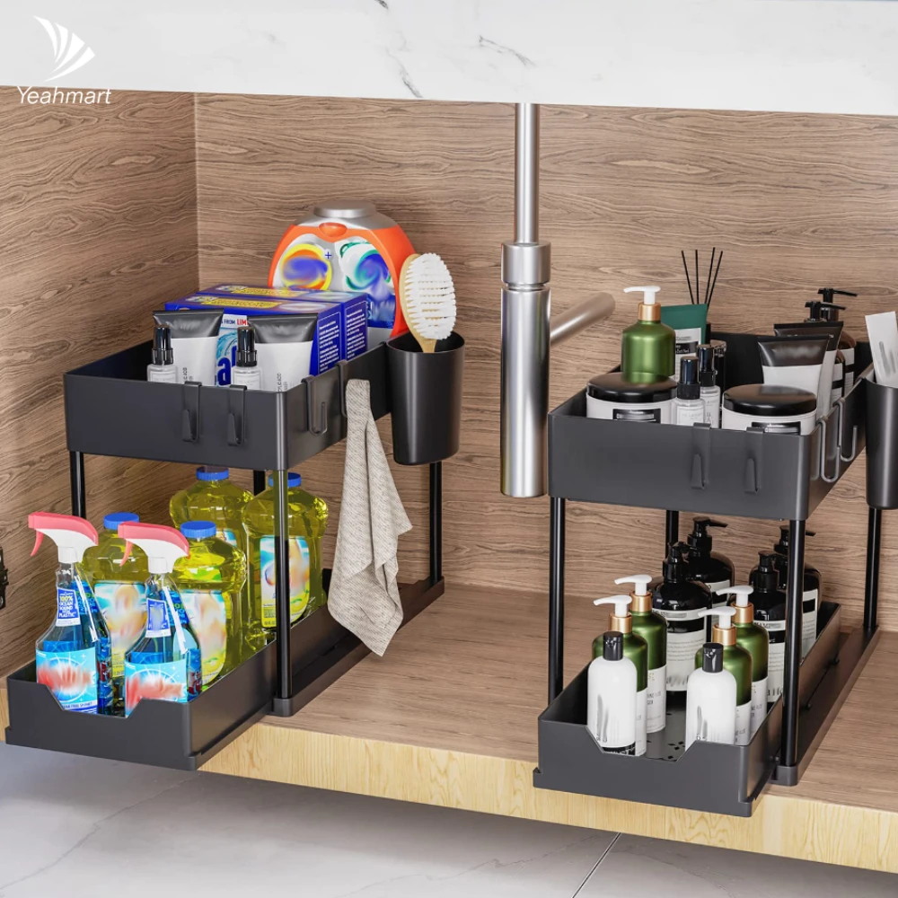 Kitchen Under Sink Storage Organizer 2 Tier Drawer Multipurpose Rack  Cabinet Under Sink Storage Rack Bathroom Kitchen Organizer - AliExpress