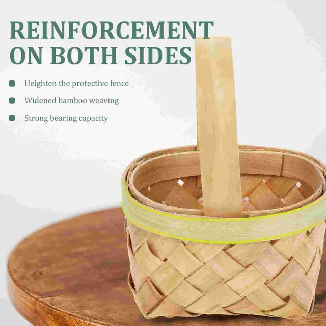 Kosár Mini Szövött Virágkosarak Piknik Fonott Ajándék Fa Tároló Fogantyú Esküvői Miniatűr Rusztikus Rattan Babaktár Cukorkás Lógás - Image 4