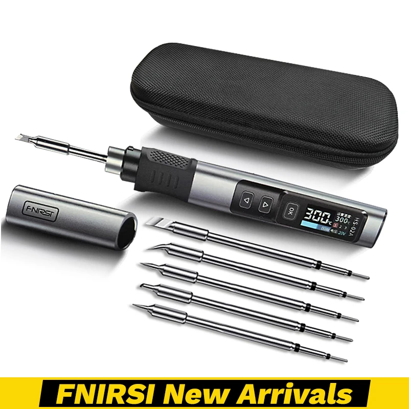 

FNIRSI HS-02 Soldering Iron Smart Sleep IPS Color Display Screen 100-450℃ Soldering Rework Station PD100W Portable Repair Tool