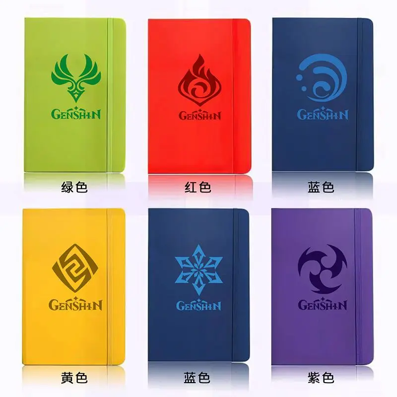 Genshin notebooks and journals Portable small Eye of God Simple solid color A5/A6 journal notebook bandage Gifts for friends