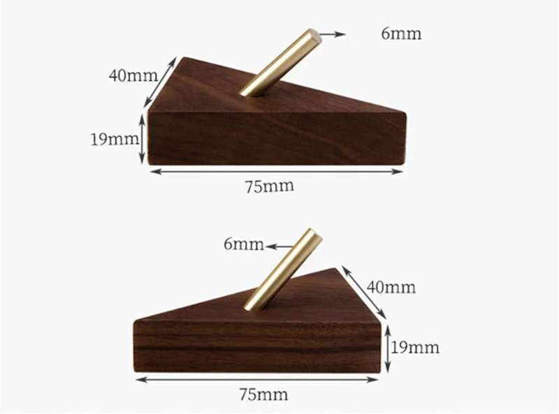 Description Picture 4 of itemTriangle Shape Brass Solid Wood Hooks Multi-Purpose Key Holder Decoration Wall Coat Rack Door Clothes Storage Home Organizer