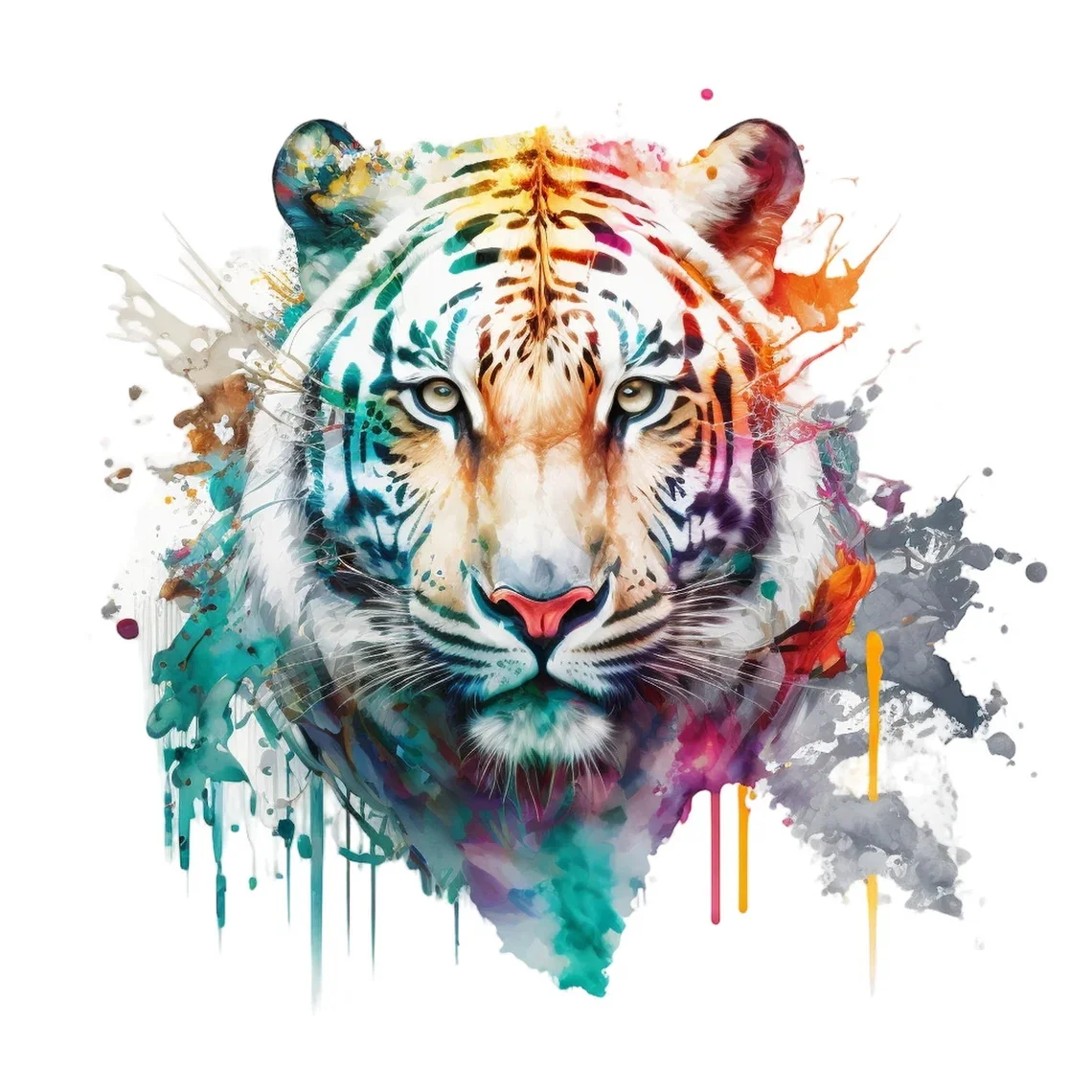 Watercolor Tiger Wall Stickers Vinyl Decal Toilet Lid Cabinet Door Refrigerator Car Decoration Art Wallpaper