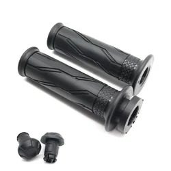 Premium Motorcycle Rubber Handle Grips & Throttle Handlebar (Black)