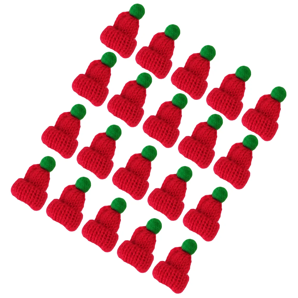 

Mini Christmas Hats Santa Ornaments Bottletree Hat Crafts Tiny For Cover Covers Knitting Knit Doll Claus Embellishment