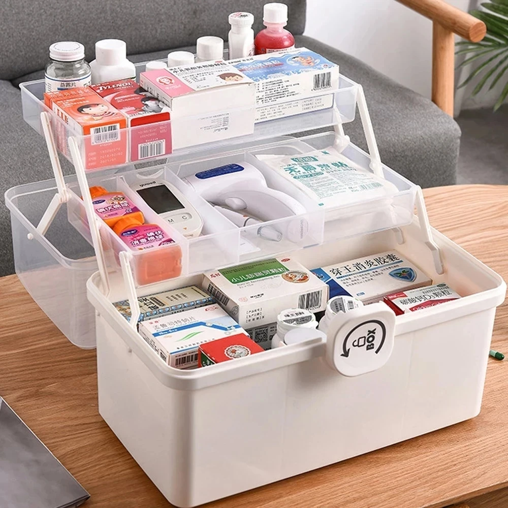 First Aid Kit Emergency Medicine Kit Large-Capacity Household Medicine Storage Box Portable Classification Kit Multifunctional
