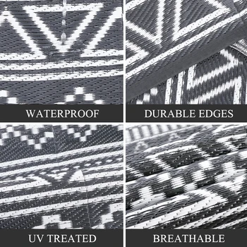 Outdoor Rug 5x8 Waterproof Reversible Patio Rug Outside Plastic RV Rug Boho Camping Rug for Camper Porch Balcony Backyard Picnic 2