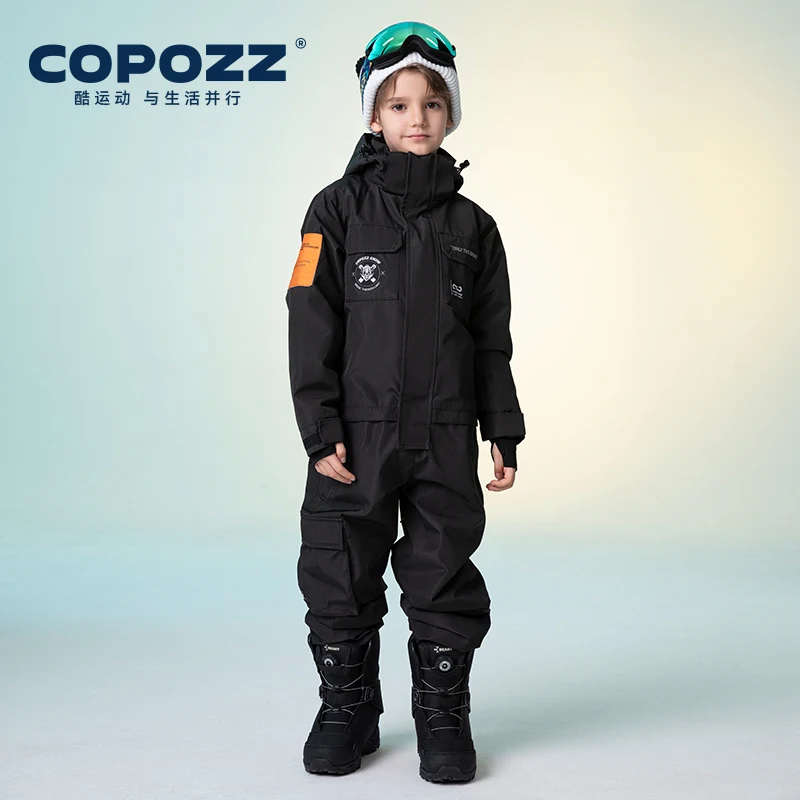 COPOZZ Neue Winter Ski Anzug Für Kinder Jungen Kinder Wasserdichte Warme Ski-Overalls Mädchen Winddicht Snowboard Ein Stück Ski-Overall