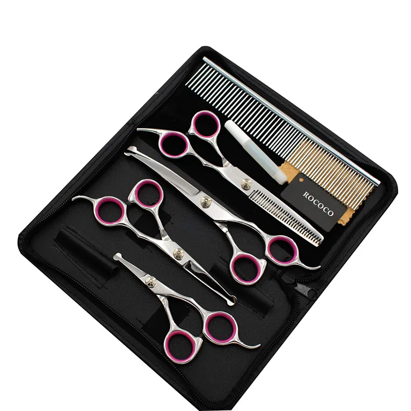 Professional Grooming Shears For Dogs Pet Hair Grooming Scissors Kit with Safety Round Tip dog grooming scissors dog grooming scissors kit