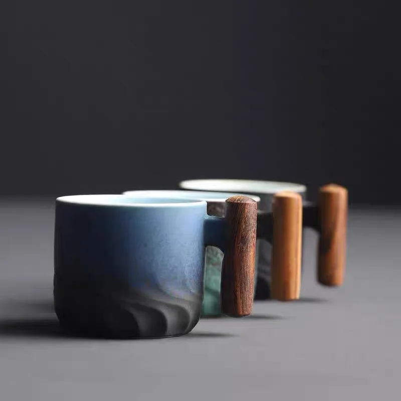 Creative Handmade Exquisite Vintage Coffee Cup with Wooden Handle - 70ml Drinkware