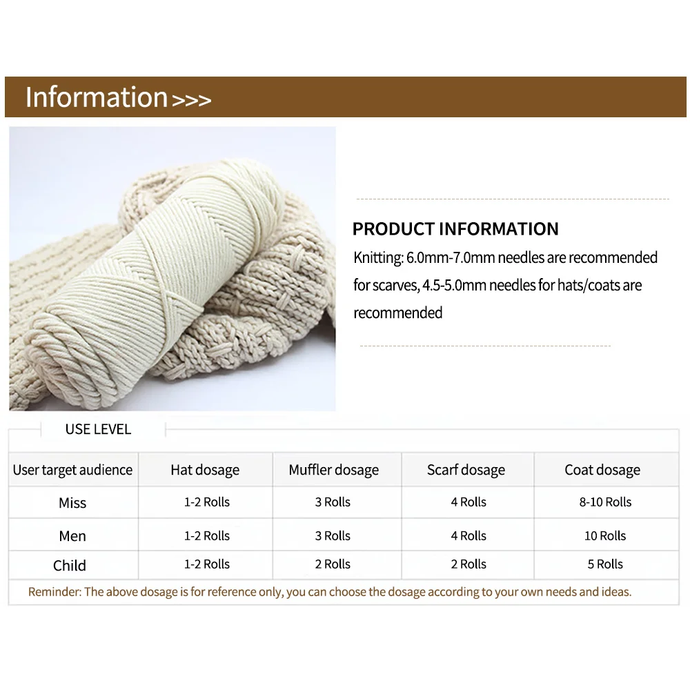 100g/roll 8-ply Milk Cotton Yarn Hand-Knitting Thread Soft Warm DIY Cotton Threads Baby Wool for Hand Knitting Crochet Yarn