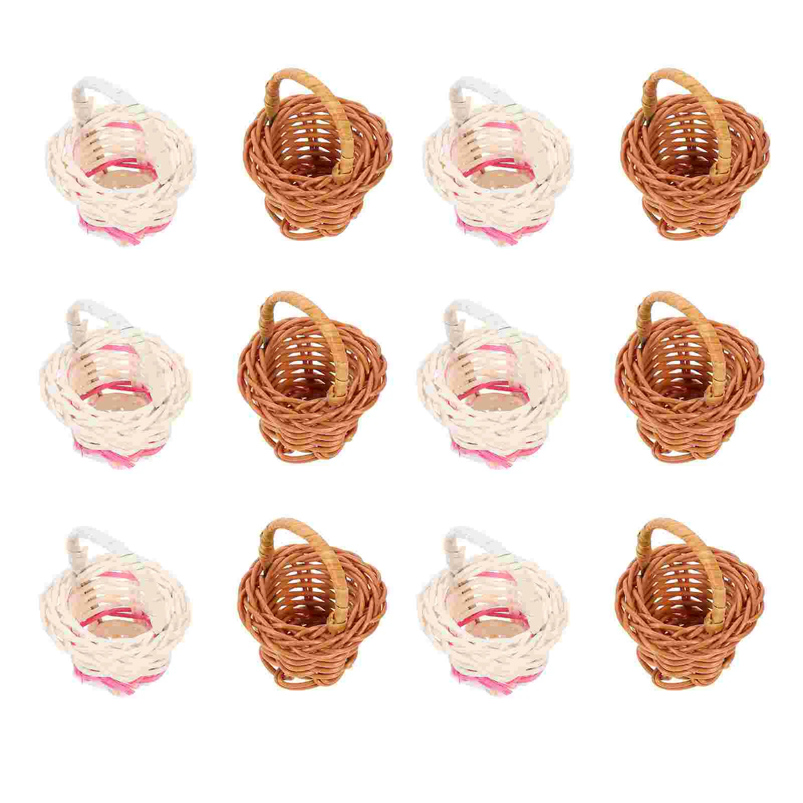 

Small Woven Baskets Candy Containers Gift Baskets Party Favor Holders Rattan Mini Tote Basket Pastoral Furniture Decor