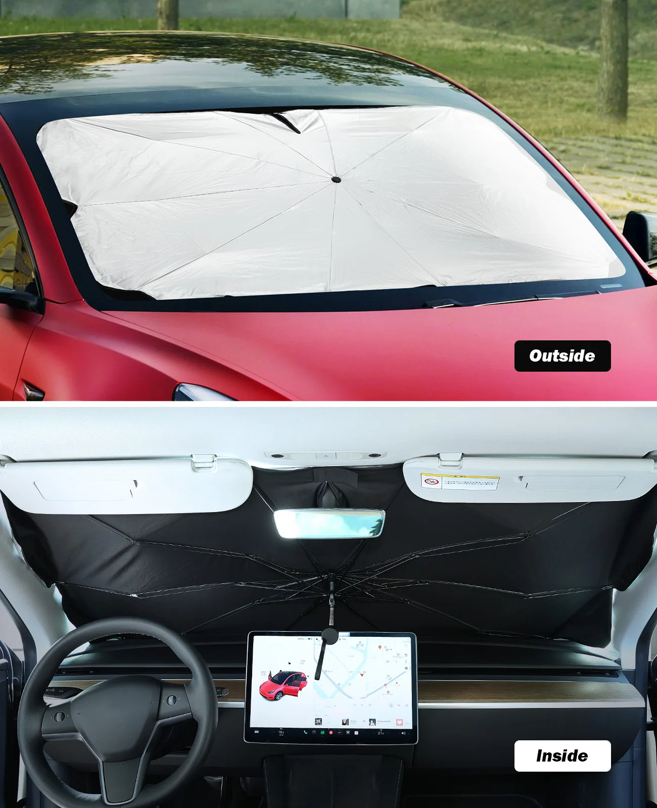 Pare-soleil de voiture, parapluie pliable pour Tesla modèle 3 & Y