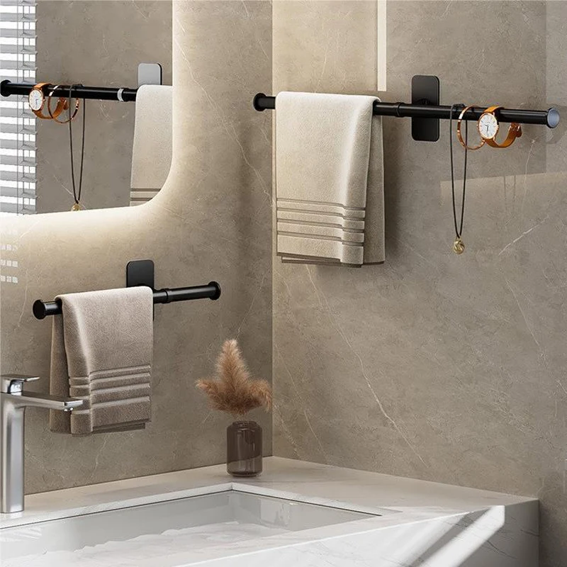 35/45/55cm Aluminum Bathroom Shelf Kitchen Storage Rack Towel Rack Towel Hanger Bath Holder Wall Hanging Bars