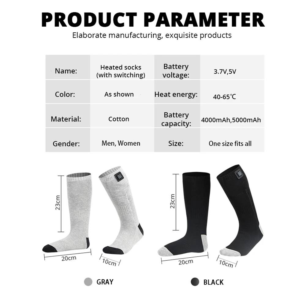 Chaussettes Chauffantes Avec 5000mAh Rechargeable, APP Chaussette
