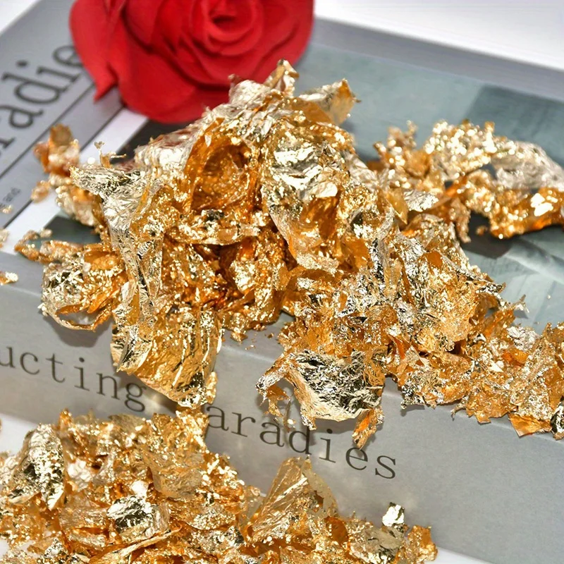 Gold Leaf Flakes for Crafting and DIY Projects – 3g Foil Sheets for Resin Art, Nail Art, and Jewelry Making