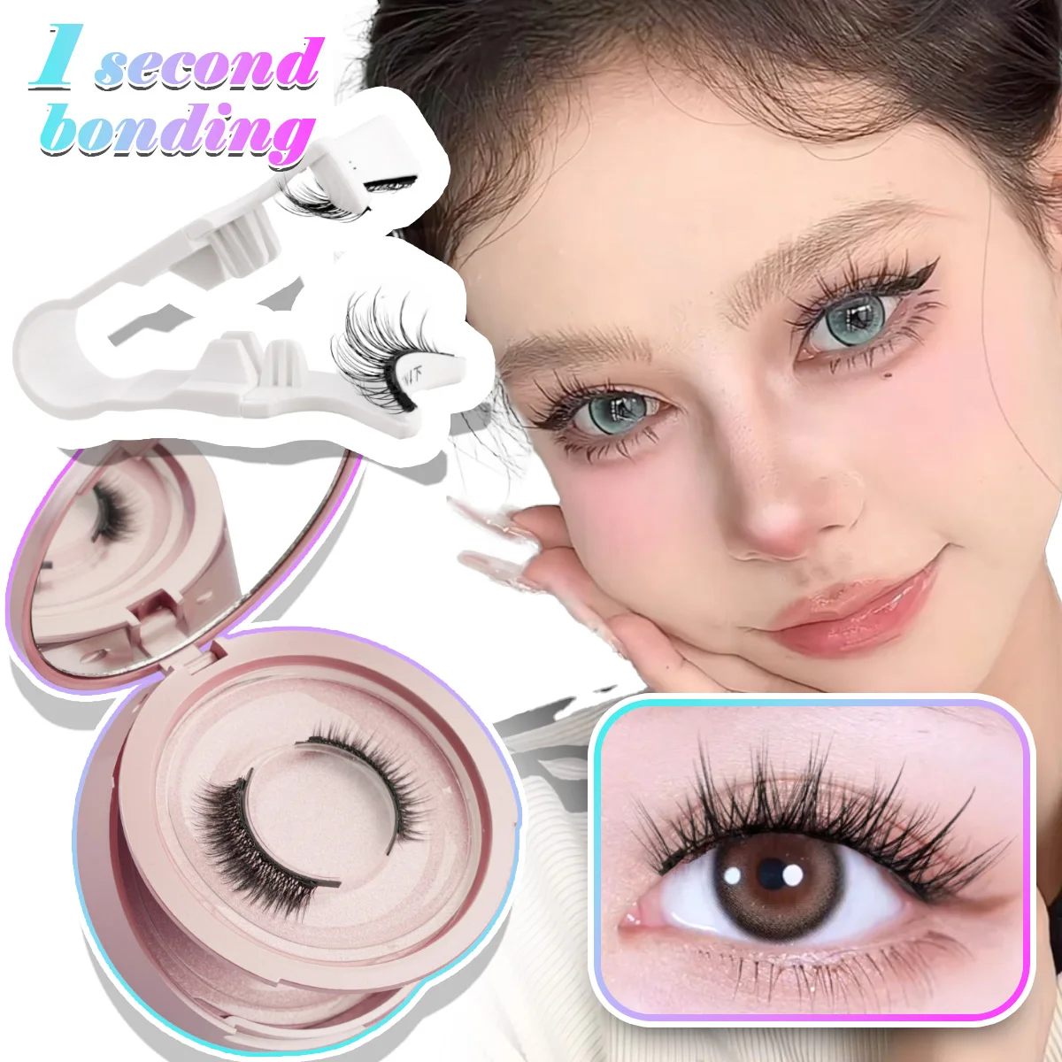 Magnetic Eyelashes Glue Free Reusable Natural Faux Mink Lashes Handmade Fluffy False Eyelashes With Magnetic Tweezers Set Makeup fake eyelashes