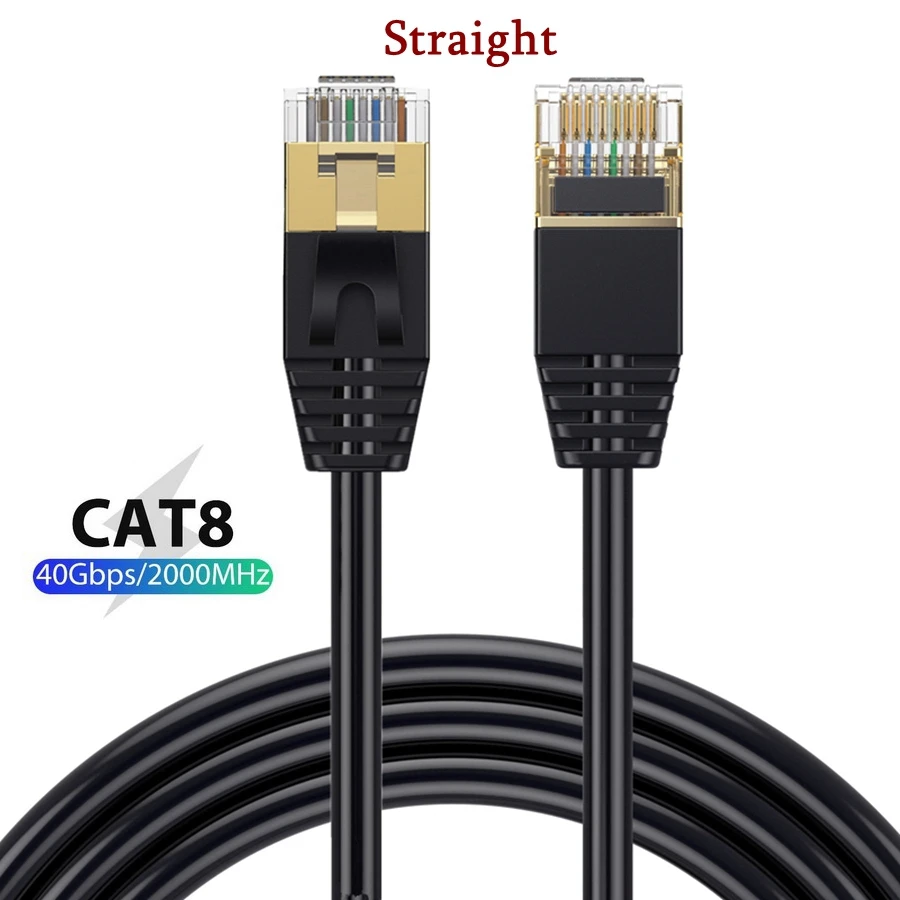 초슬림 Cat8 이더넷 케이블 SFTP 40Gbps Cat 8 RJ45 네트워크 랜 90도 업다운 각도 인터넷 RJ 45 이더넷 케이블 0.25m-3m