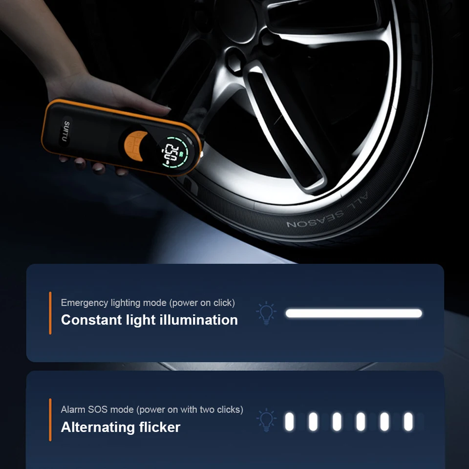 �ڵ��� Ÿ�̾� ���� LCD ���÷��� ������ �з� ������, �޴�� ��â�� ����, �ڵ��� ������� USB ������, 3-150PSI, 2x2000mAh