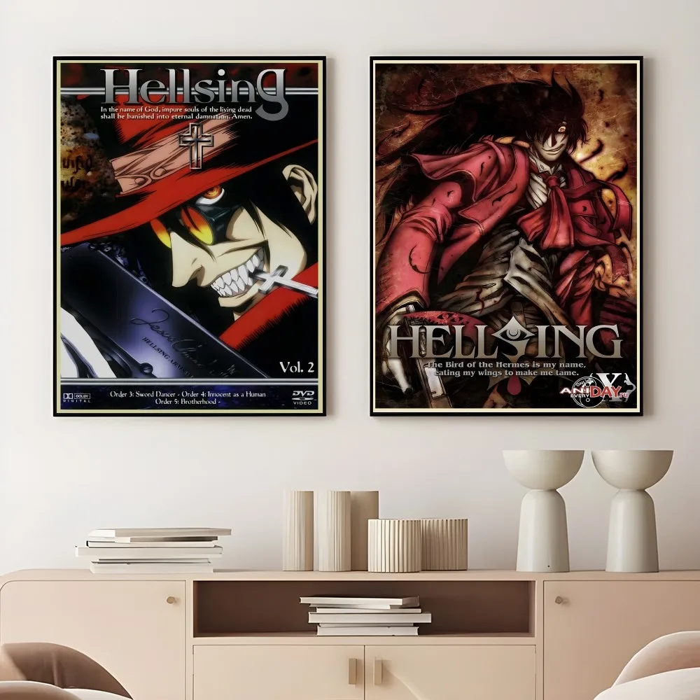 Anime H-Hellsing Japanese Cartoon Cool Retro Poster Sticky Wall