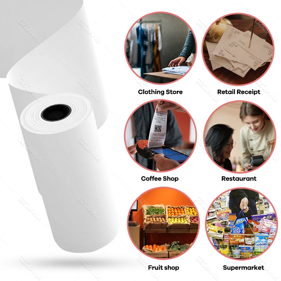 20 Rolls 80mm*30mm 80mm*40mm Thermal Paper Roll Fit Mini Portable Thermal Receipt Bill Printer POS Cash Register