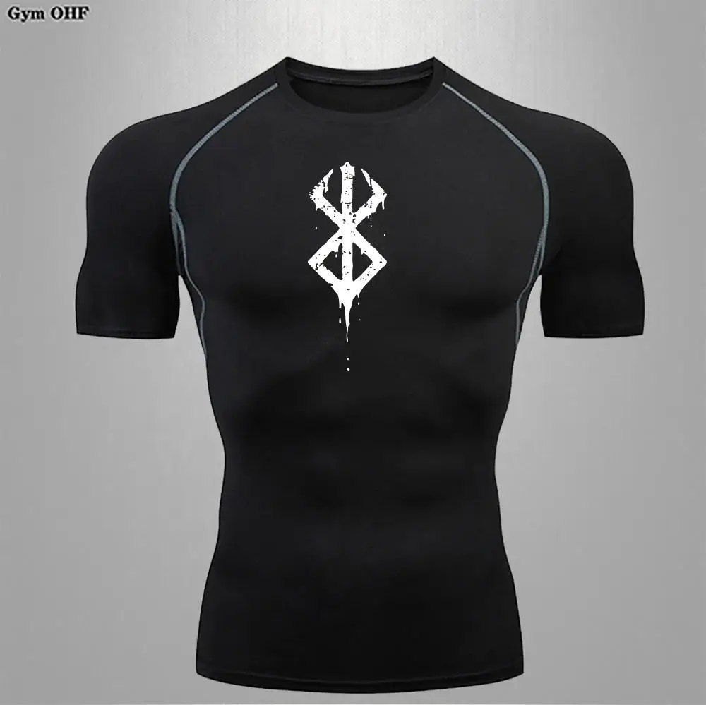 Berserk Anime Quick Dry Men's Compression T-Shirt - Summer Short Sleeve Sports Top